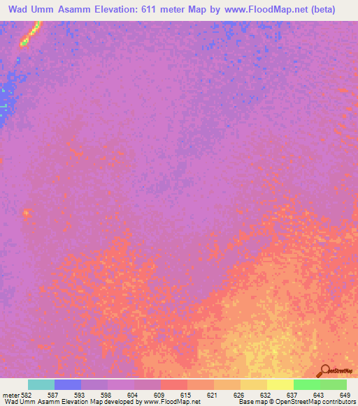 Wad Umm Asamm,Sudan Elevation Map