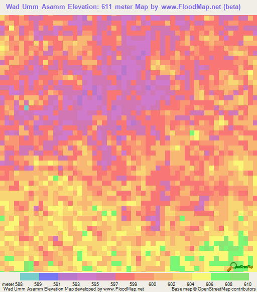 Wad Umm Asamm,Sudan Elevation Map