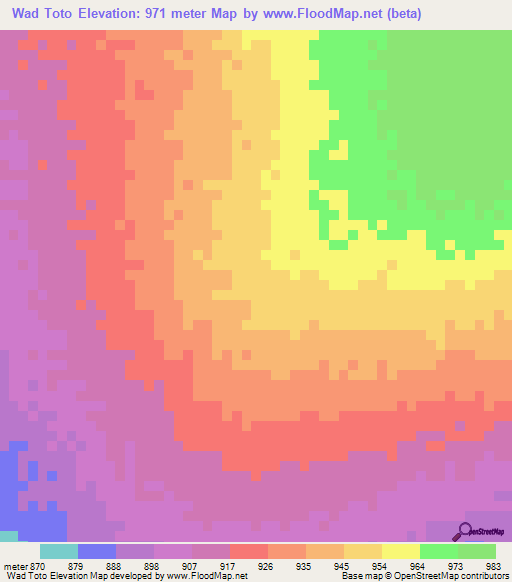 Wad Toto,Sudan Elevation Map