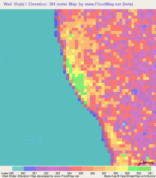 Wad Shala`i,Sudan Elevation Map