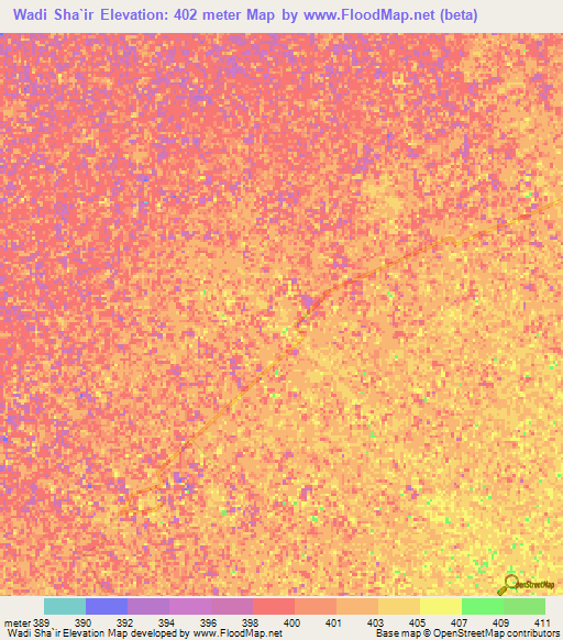 Wadi Sha`ir,Sudan Elevation Map