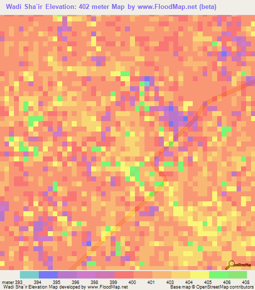 Wadi Sha`ir,Sudan Elevation Map