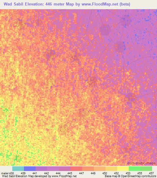Wad Sabil,Sudan Elevation Map