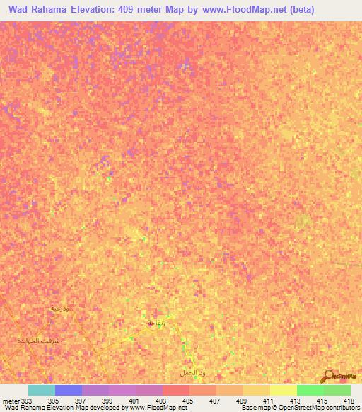 Wad Rahama,Sudan Elevation Map