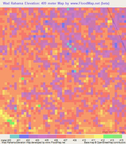 Wad Rahama,Sudan Elevation Map