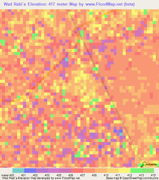 Wad Rabi`a,Sudan Elevation Map