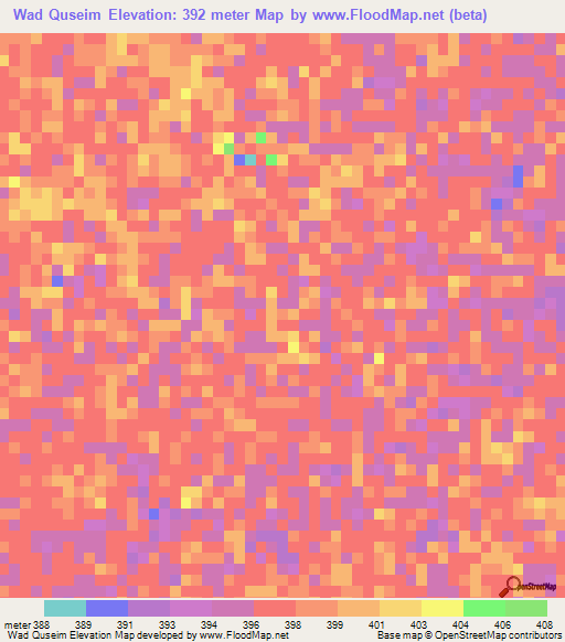 Wad Quseim,Sudan Elevation Map