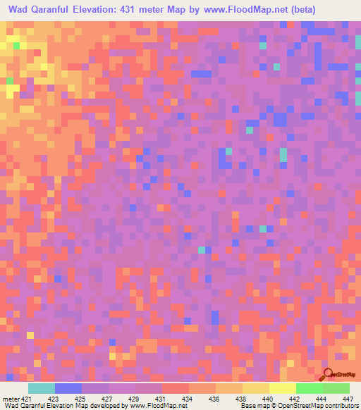 Wad Qaranful,Sudan Elevation Map