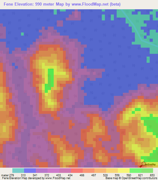 Fene,Venezuela Elevation Map