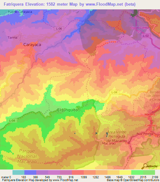 Fatriquera,Venezuela Elevation Map