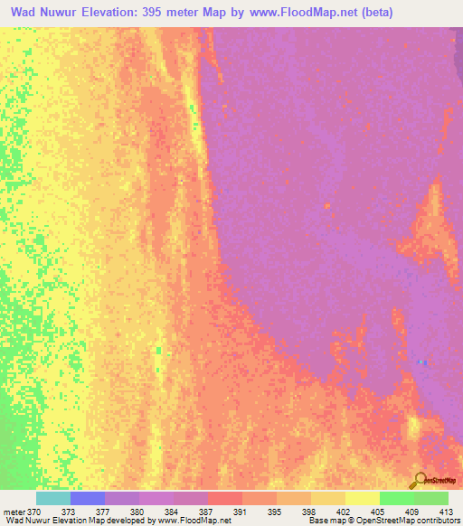Wad Nuwur,Sudan Elevation Map
