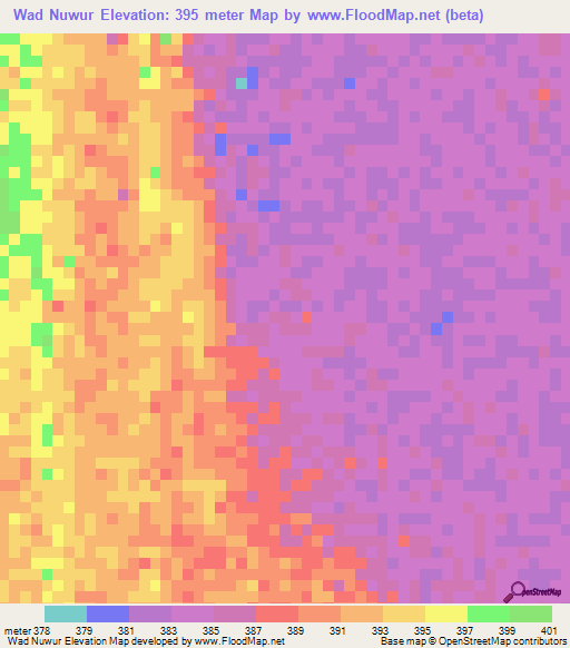 Wad Nuwur,Sudan Elevation Map