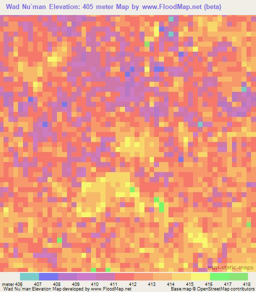 Wad Nu`man,Sudan Elevation Map