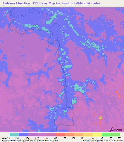 Estevao,Venezuela Elevation Map