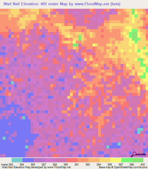 Wad Nail,Sudan Elevation Map