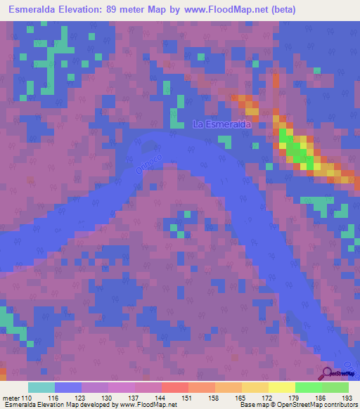 Esmeralda,Venezuela Elevation Map
