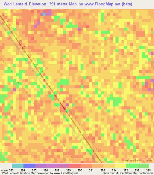 Wad Lemeid,Sudan Elevation Map