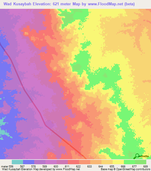 Wad Kusaybah,Sudan Elevation Map