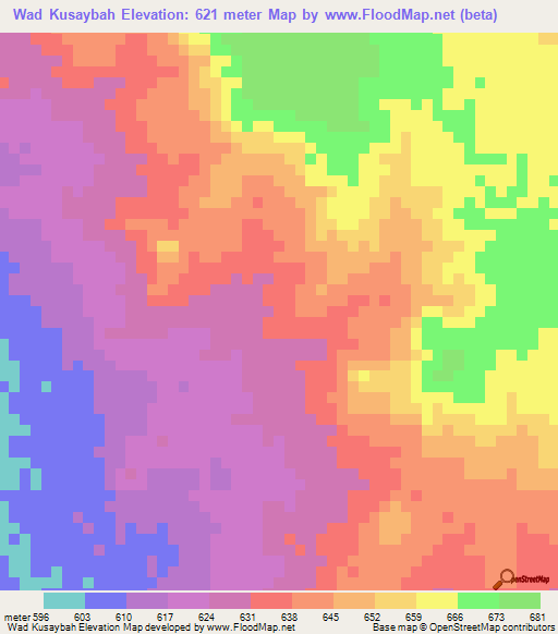 Wad Kusaybah,Sudan Elevation Map