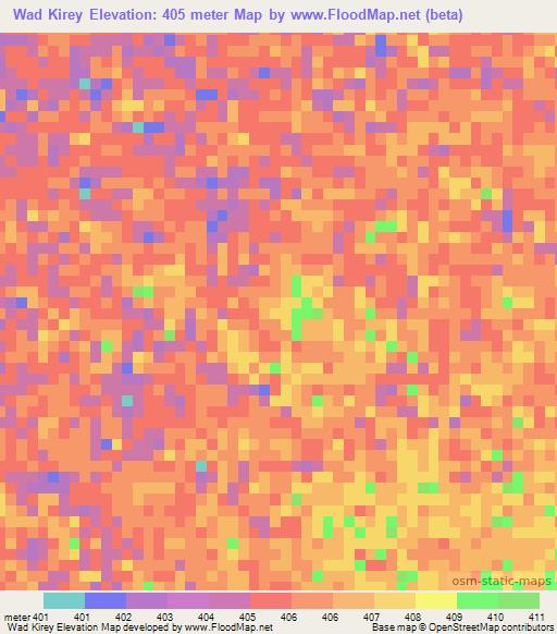 Wad Kirey,Sudan Elevation Map