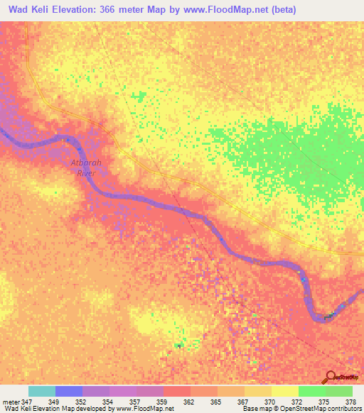 Wad Keli,Sudan Elevation Map
