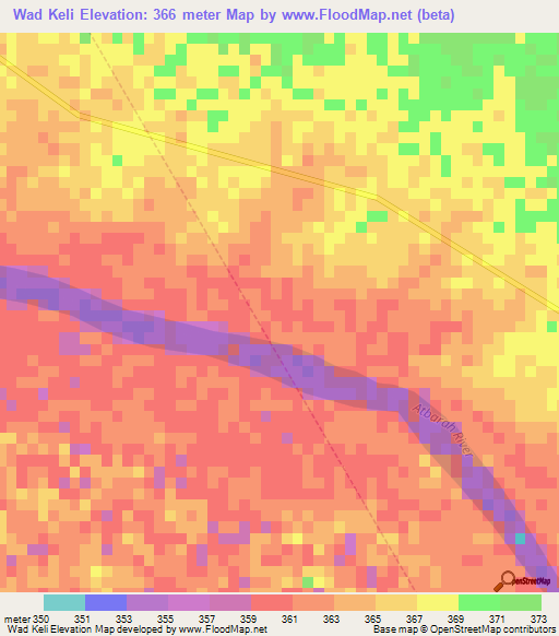 Wad Keli,Sudan Elevation Map