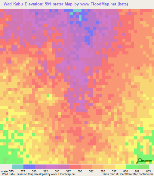 Wad Kabu,Sudan Elevation Map