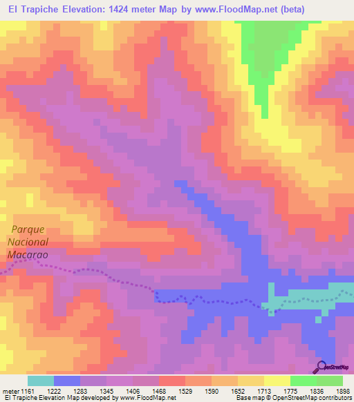 El Trapiche,Venezuela Elevation Map