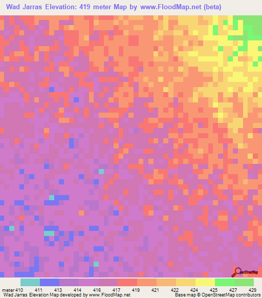 Wad Jarras,Sudan Elevation Map