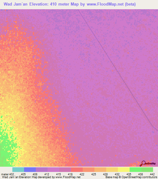 Wad Jam`an,Sudan Elevation Map