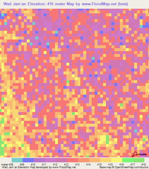 Wad Jam`an,Sudan Elevation Map