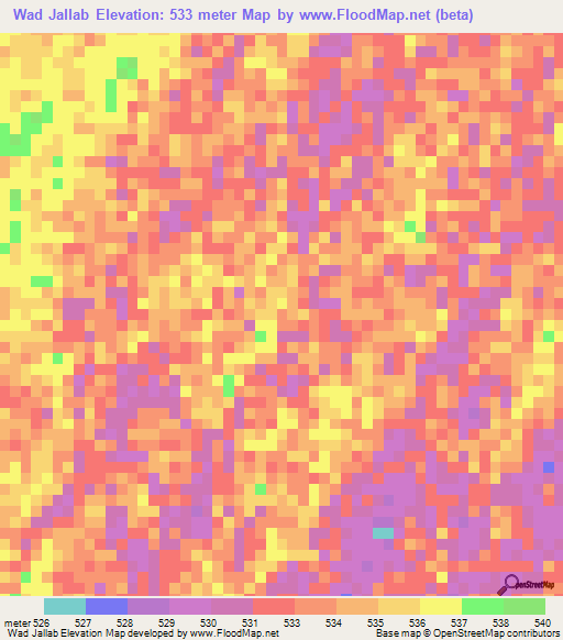 Wad Jallab,Sudan Elevation Map