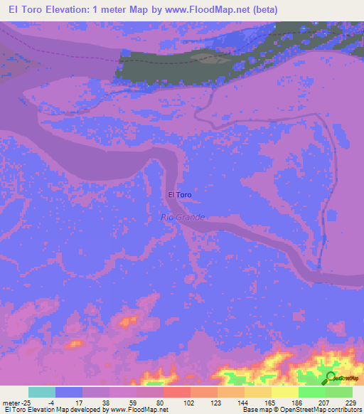 El Toro,Venezuela Elevation Map