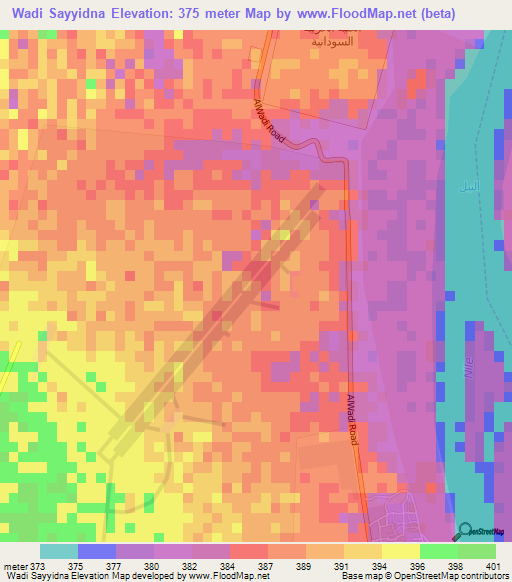 Wadi Sayyidna,Sudan Elevation Map