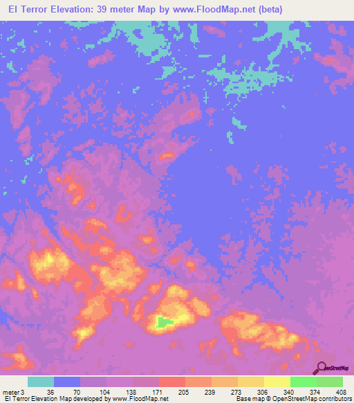 El Terror,Venezuela Elevation Map