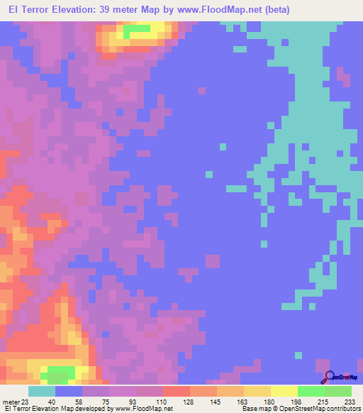 El Terror,Venezuela Elevation Map