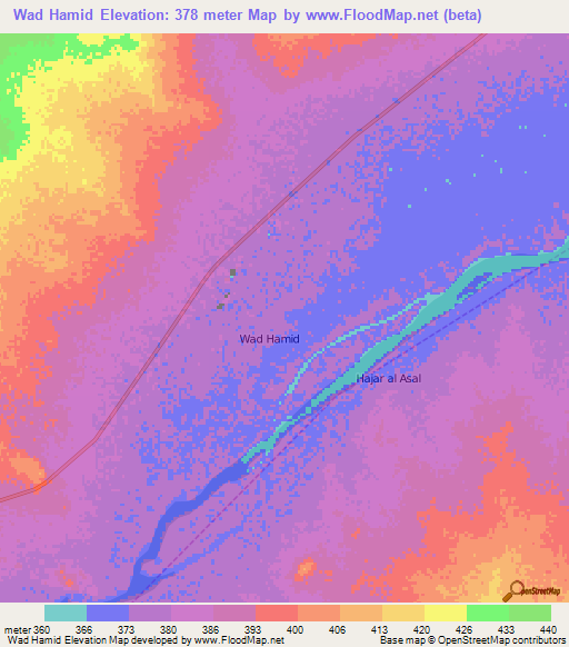 Wad Hamid,Sudan Elevation Map