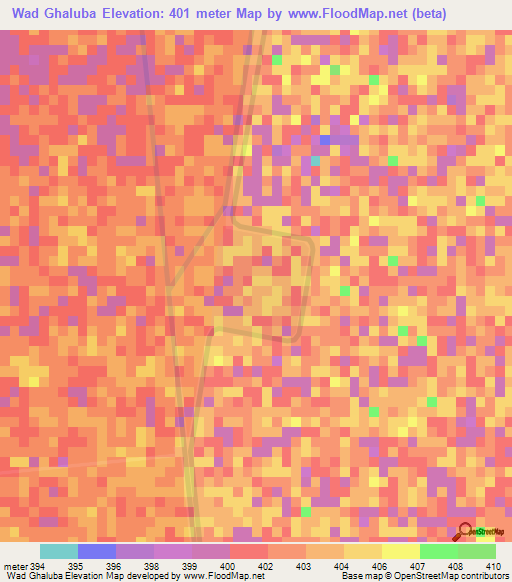Wad Ghaluba,Sudan Elevation Map