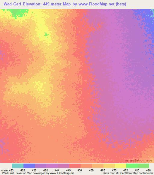 Wad Gerf,Sudan Elevation Map