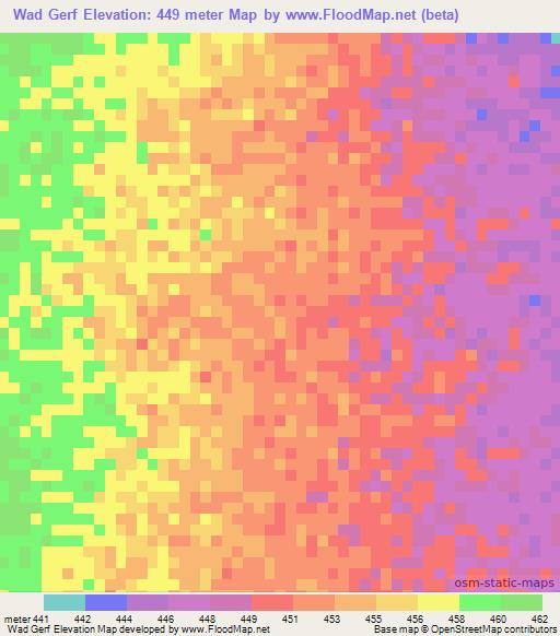 Wad Gerf,Sudan Elevation Map