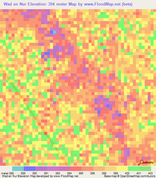 Wad en Nur,Sudan Elevation Map