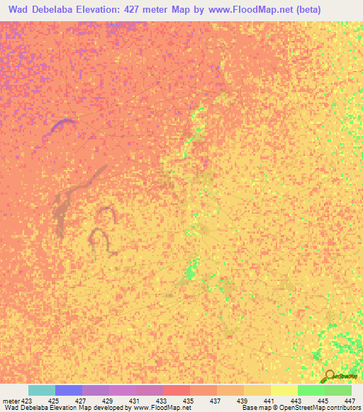 Wad Debelaba,Sudan Elevation Map
