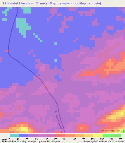 El Raudal,Venezuela Elevation Map