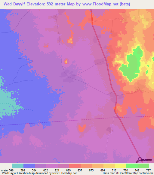 Wad Dayyif,Sudan Elevation Map