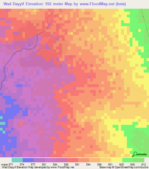 Wad Dayyif,Sudan Elevation Map