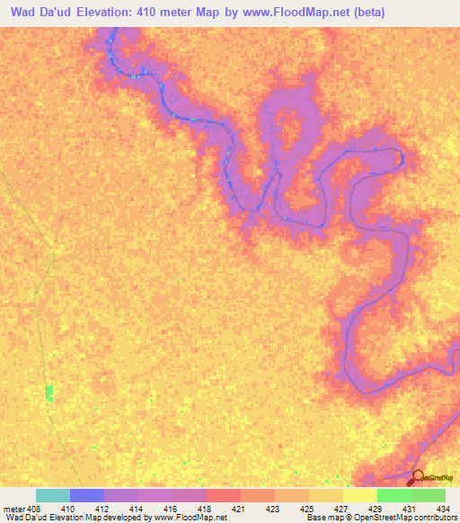 Wad Da'ud,Sudan Elevation Map