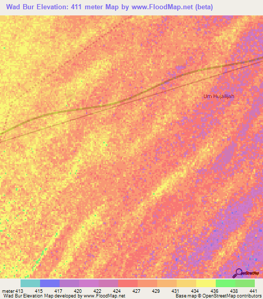 Wad Bur,Sudan Elevation Map