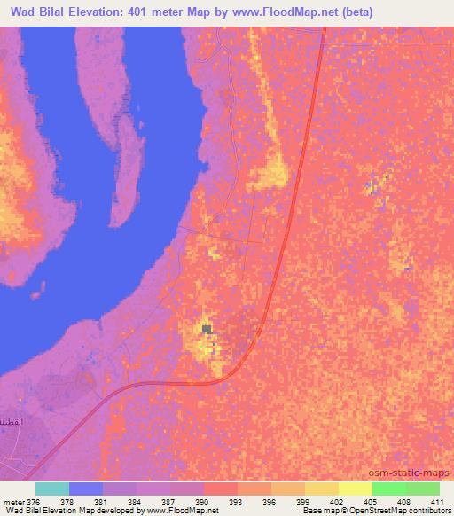 Wad Bilal,Sudan Elevation Map