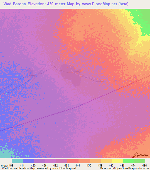 Wad Barona,Sudan Elevation Map
