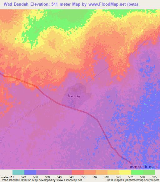Wad Bandah,Sudan Elevation Map